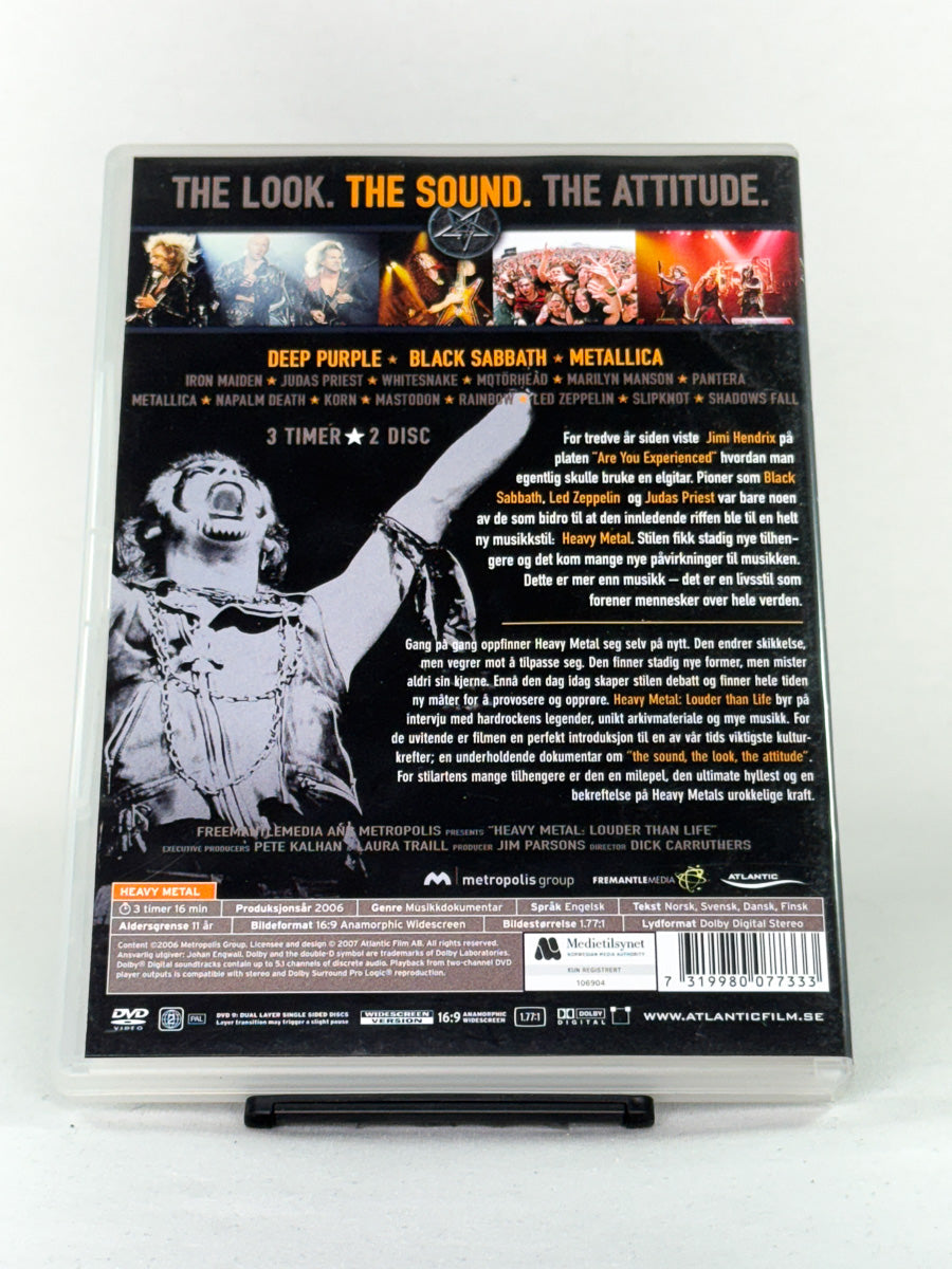 Bakside av DVD Heavy Metal: Louder Than Life – brukt musikkfilm på DVD, originalutgave fra Brukbar Film