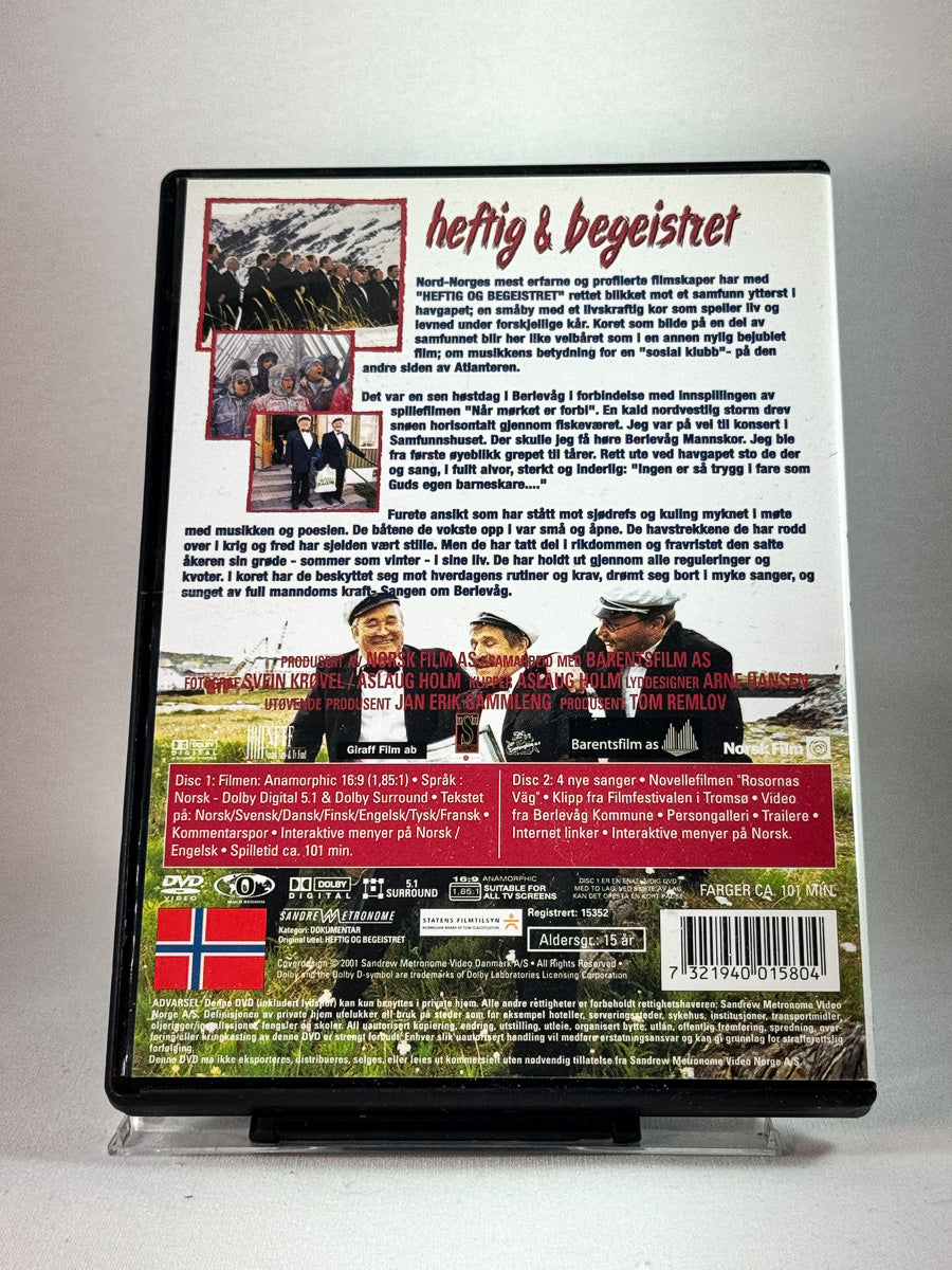 Bakside av DVD-coveret til Heftig & begeistret, brukt original DVD hos Brukbar Film