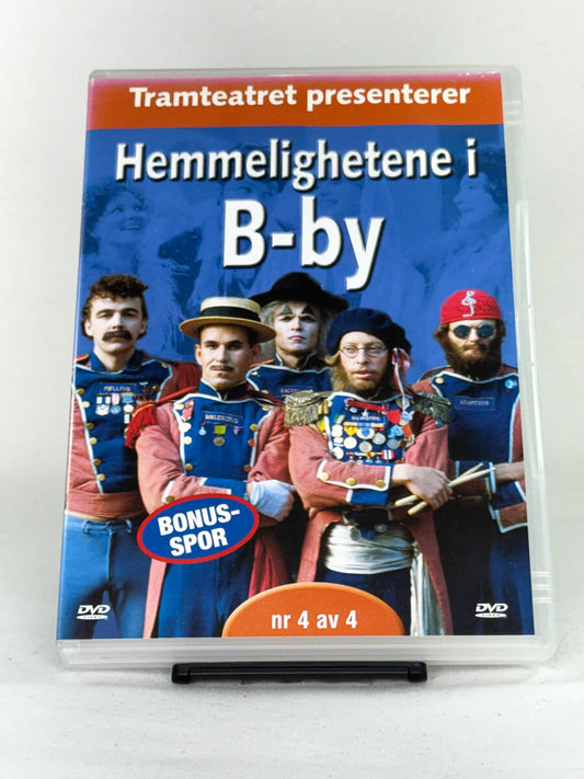 DVD-forside til filmen Hemmelighetene i B-by  Nr 4/4
Originalt cover brukt for produktbilde i nettbutikken Brukbar Film