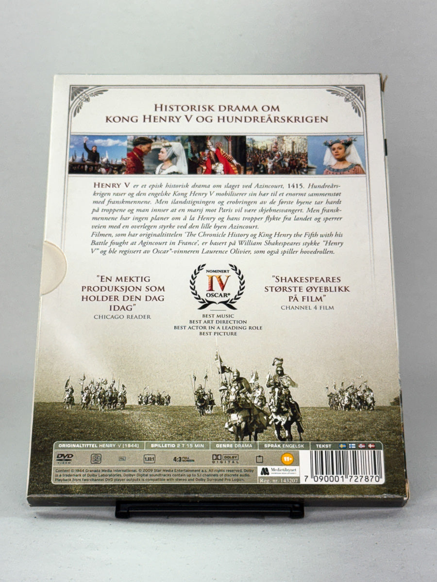 Bakside av Henry V – storslått historisk filmatisering med tidløs språkføring og visuell prakt, brukt DVD fra Brukbar Film.