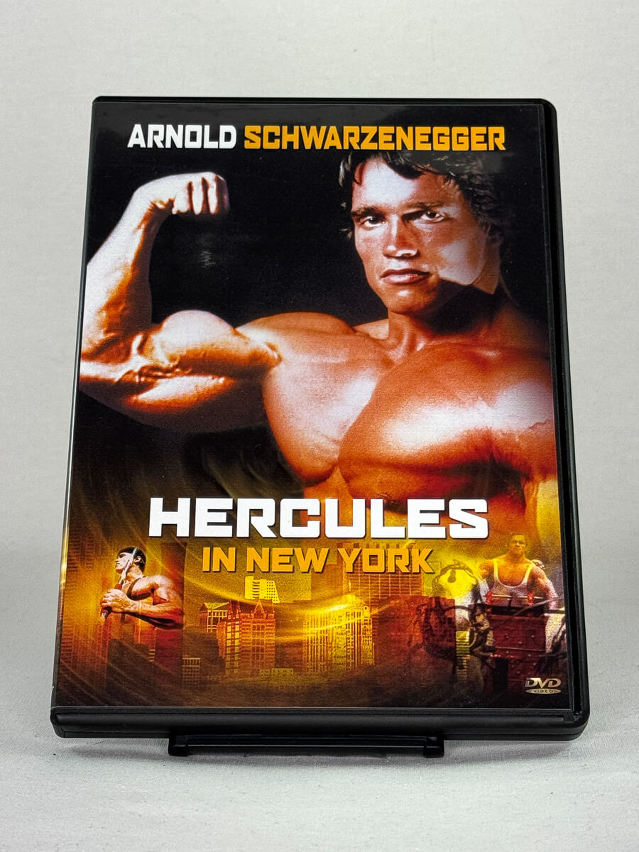 DVD-cover-forside til filmen Hercules in New York – Brukt DVD fra nettbutikken Brukbar Film