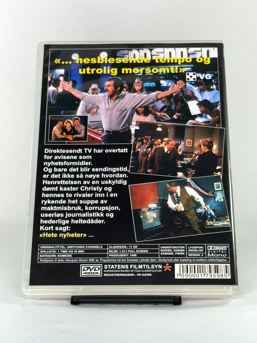 DVD-cover-bakside til filmen Switching Channels (Hete nyheter) – Brukt DVD fra nettbutikken Brukbar Film