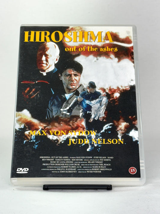 Forside av DVD-cover til Hiroshima – Out of the Ashes – brukt krigsdrama med sterke skuespillerprestasjoner; Brukbar Film.