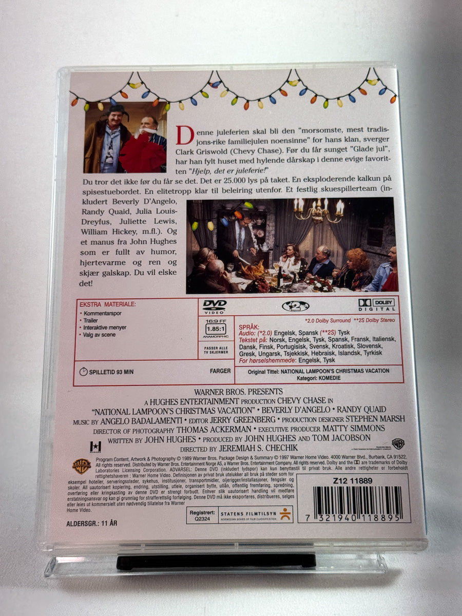 Bakside av DVD-cover til Hjelp, det er juleferie!, brukt originalfilm på DVD hos Brukbar Film