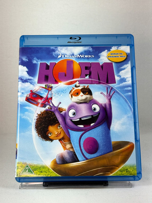 Forside av Blu-ray-cover til Hjem – DreamWorks-animasjon med norsk og original tale, brukt film hos Brukbar Film.