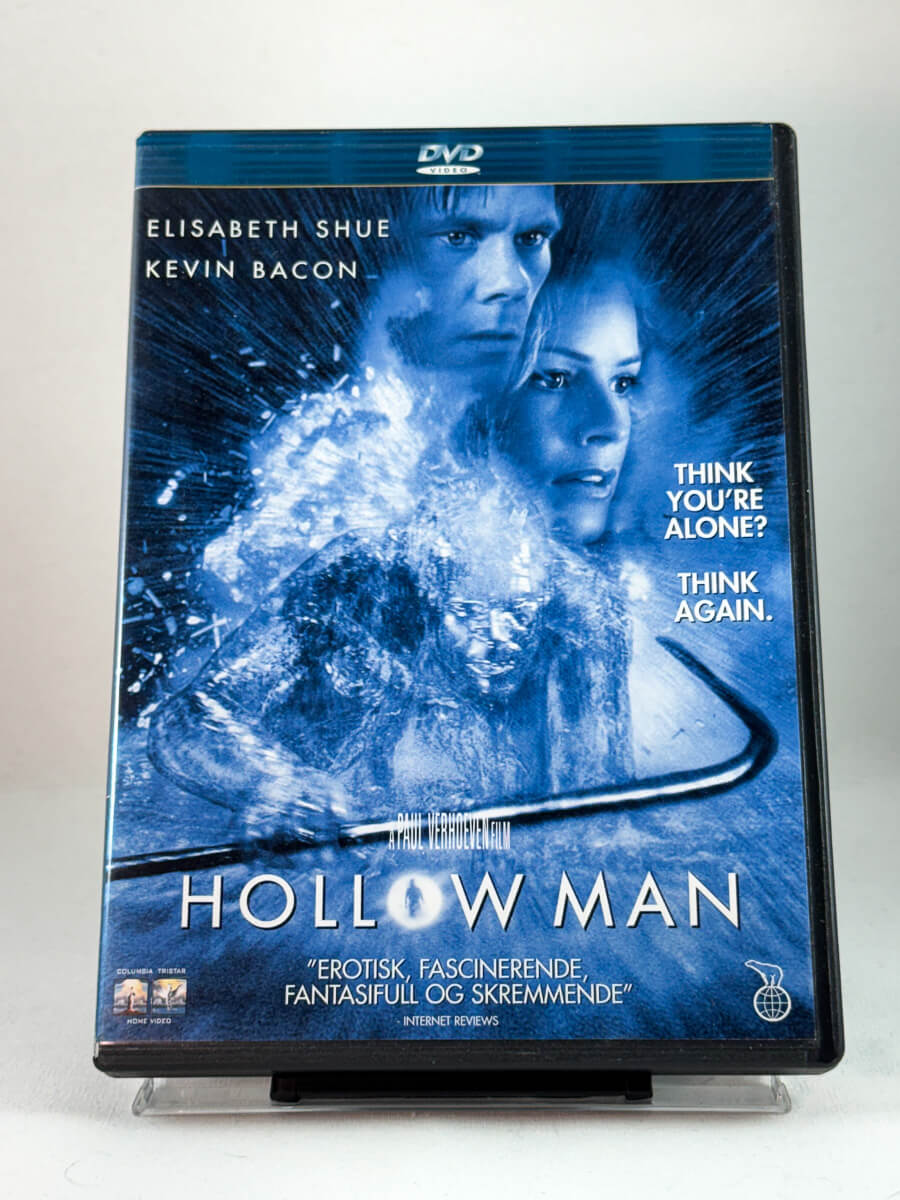 Forside av DVD-cover til Hollow Man, brukt thriller- og sci-fi-film, originalt cover hos Brukbar Film.