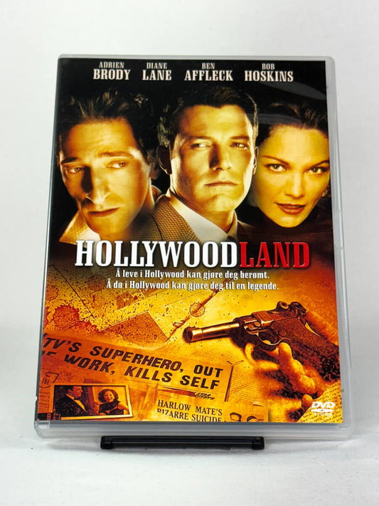 Forside av DVD-cover til Hollywoodland med Adrien Brody, Diane Lane og Ben Affleck – krimdrama om mysteriet bak TV-Supermanns død – brukt DVD-film hos Brukbar Film.