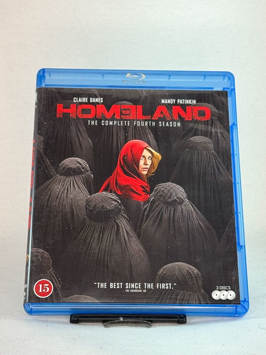 Forside av Homeland – The Complete Fourth Season på Blu-ray – brukt filmcover i spenning og drama, tilgjengelig hos Brukbar Film.