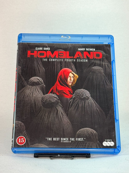 Forside av Homeland – The Complete Fourth Season på Blu-ray – brukt filmcover i spenning og drama, tilgjengelig hos Brukbar Film.