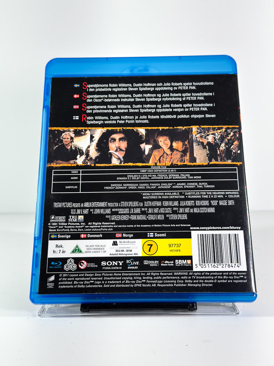 Bakside av cover til Hook på Blu-ray