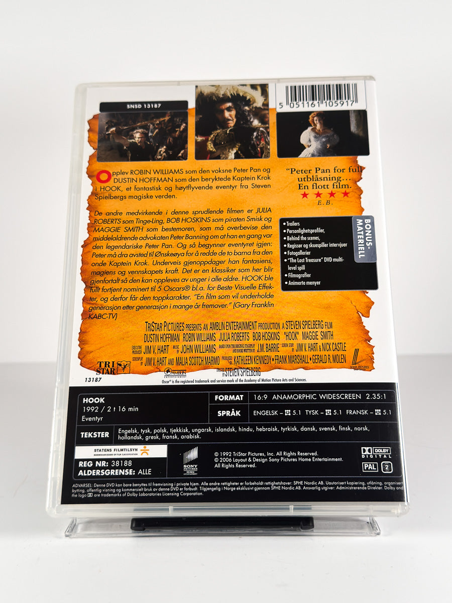 Bakside av cover til Hook på DVD