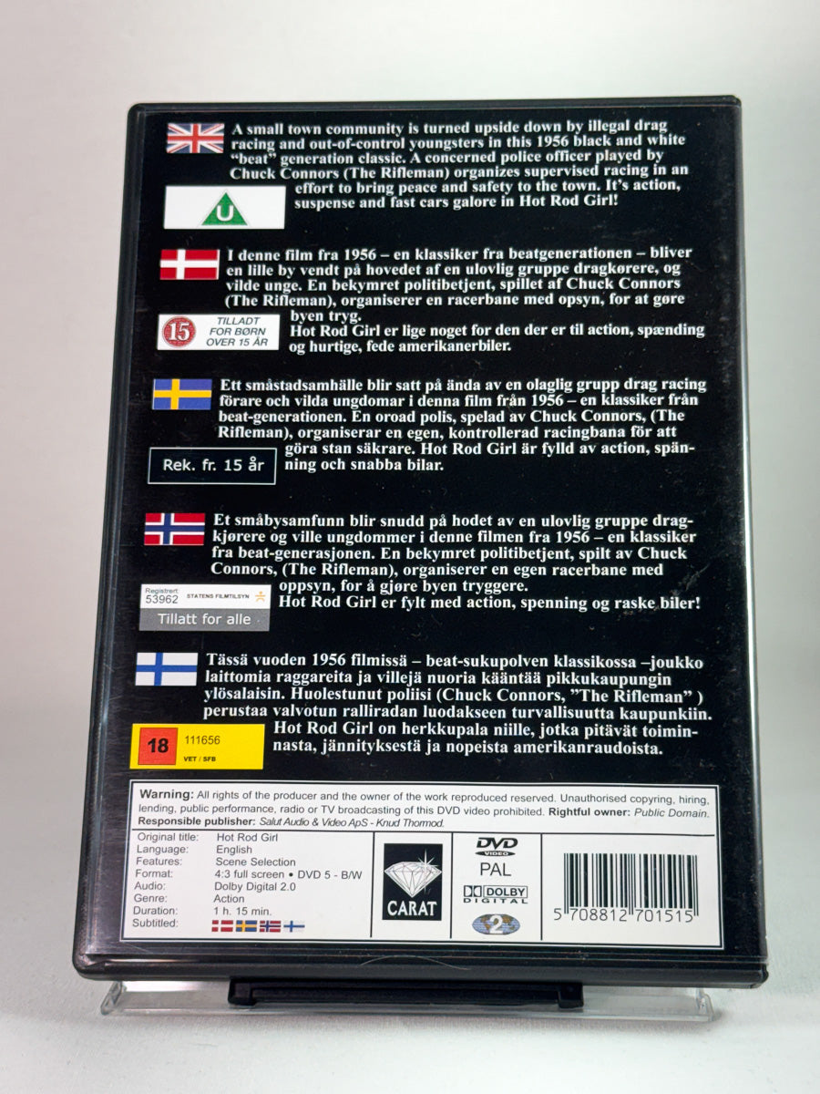 Bakside av DVD-cover til Hot Rod Girl, bruktfilm hos Brukbar Film
