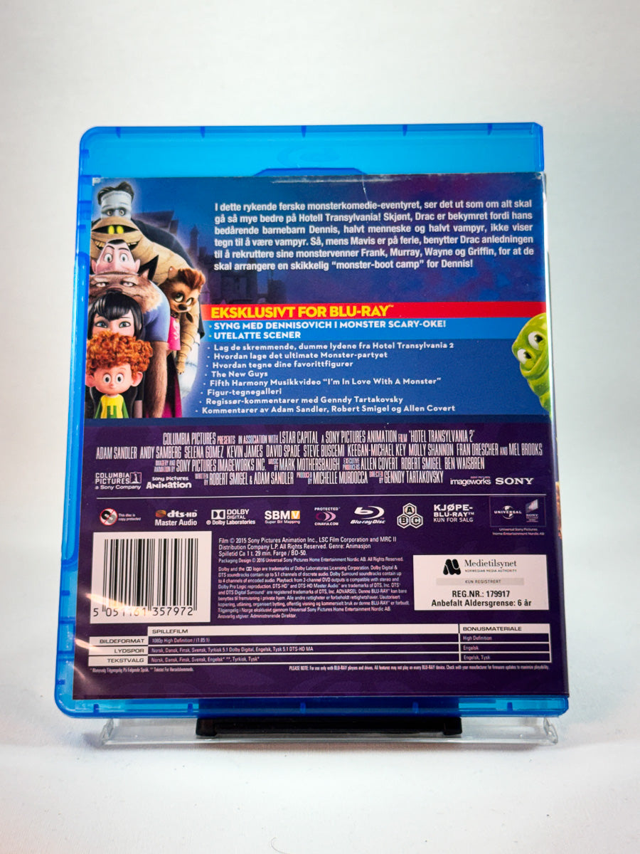 Bakside av cover til Hotell Transylvania 2, bruktfilm hos nettbutikken Brukbar Film