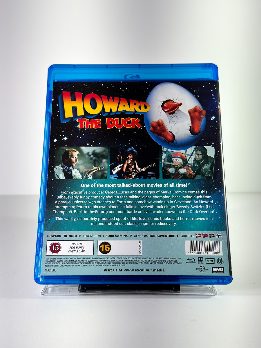 Bakside av cover til Howard the Duck på Blu-ray