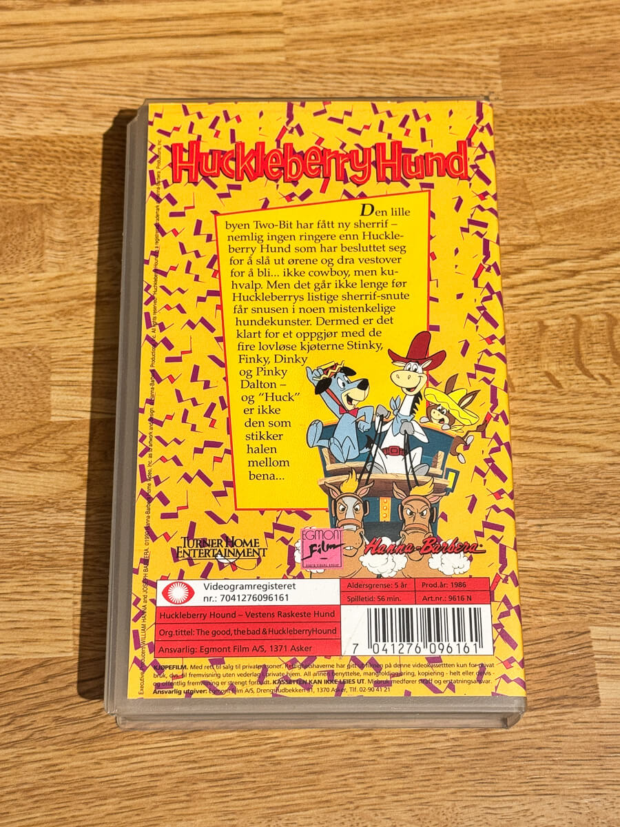 Bakside av cover til Huckleberry Hund – Vestens raskeste hund på VHS