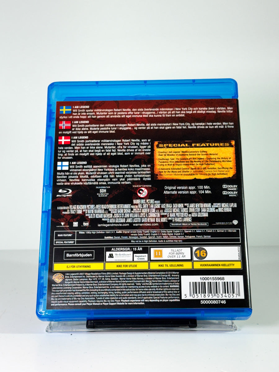 Bakside av cover til I Am Legend på Blu-ray