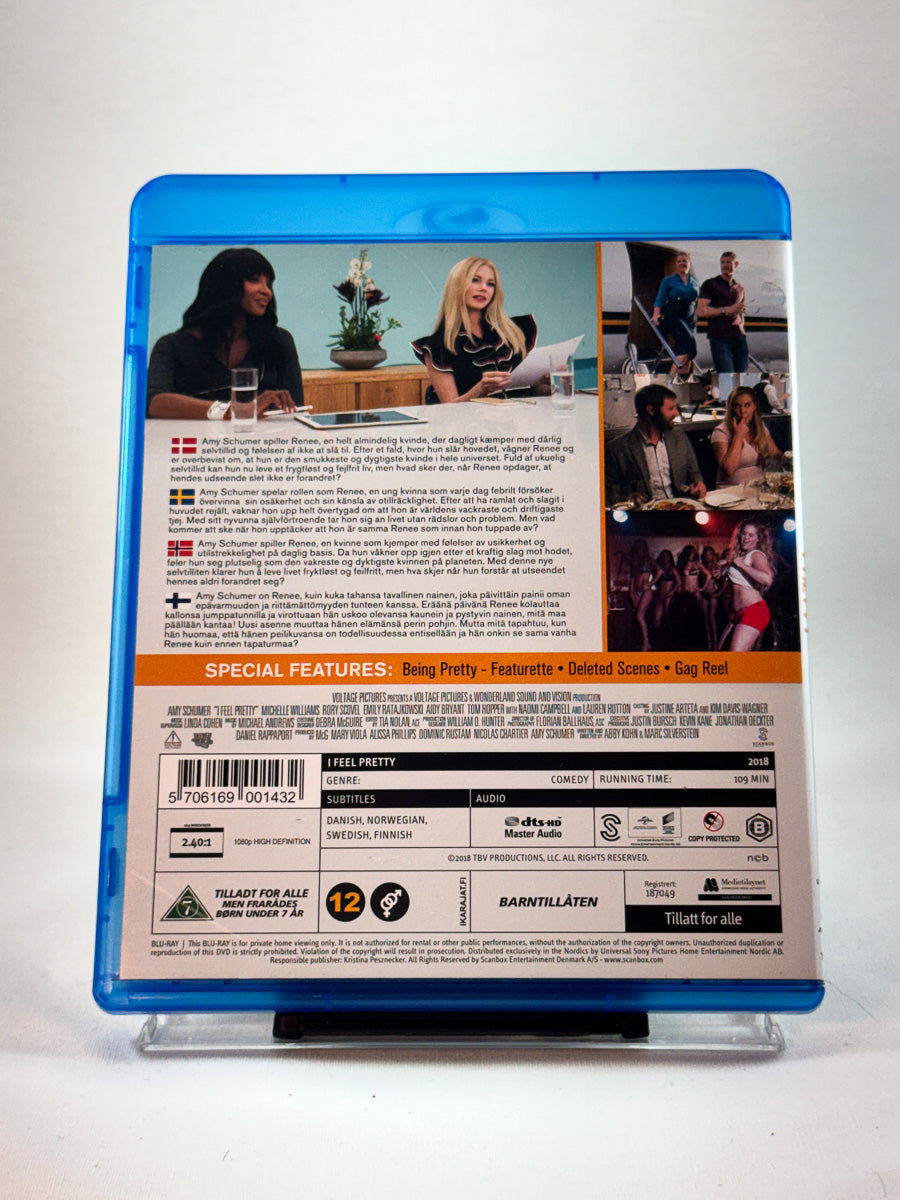 Bakside av cover til I Feel Pretty, brukt Blu-ray film hos nettbutikken Brukbar Film
