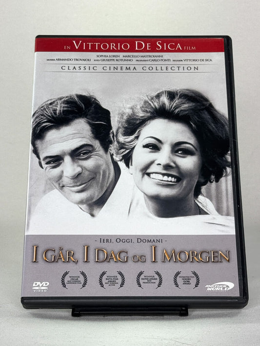 Brukt DVD-film I går, i dag og i morgen (originaltittel: Ieri, Oggi, Domani) – forside av filmcover, kjøp italienske klassikere på brukt DVD hos Brukbar Film