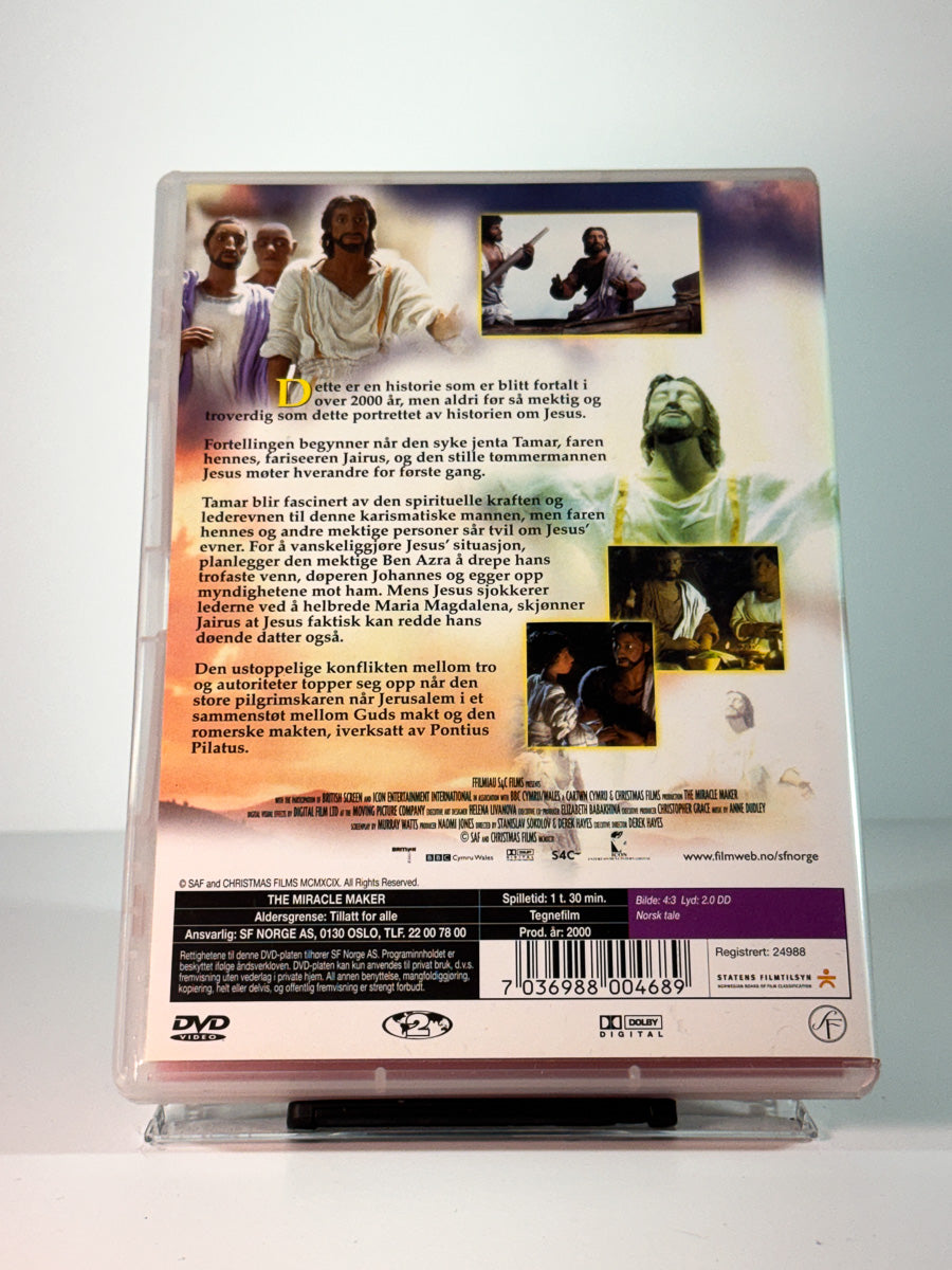 Bakside av cover til I miraklenes tid, brukt original DVD hos Brukbar Film