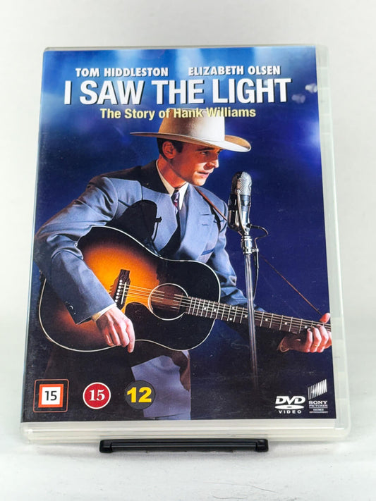 Forside av DVD-cover til I Saw the Light – biografisk drama med Tom Hiddleston som countrylegenden Hank Williams, utgitt av Sony Pictures.