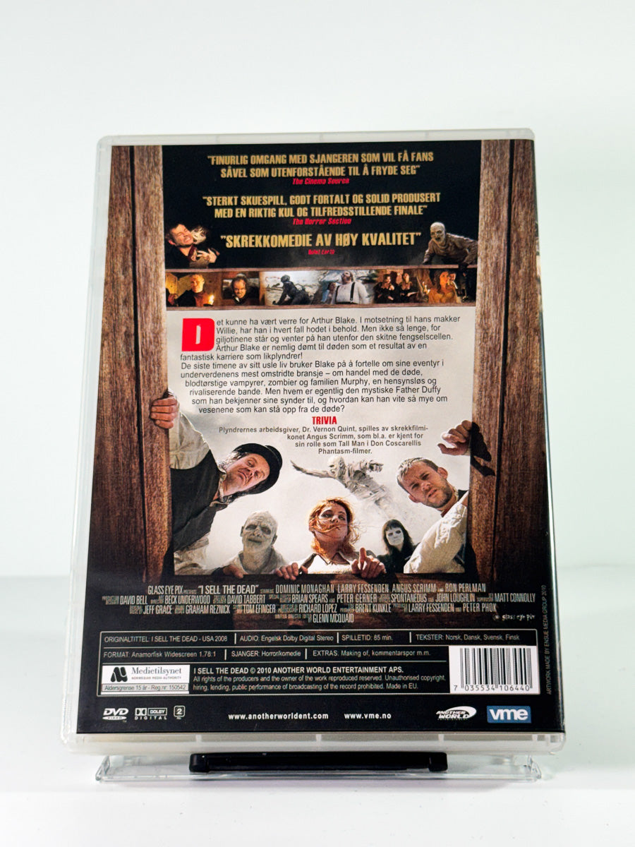 Bakside av cover til I Sell the Dead, bruktfilm på DVD hos Brukbar Film