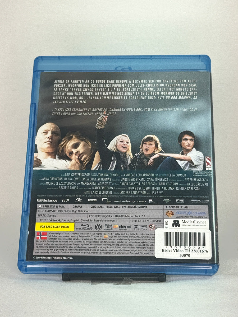 Bakside av Blu-ray-cover til I taket lyser stjernene – gripende svensk ungdomsfilm i brukt Blu-ray-utgave hos Brukbar Film.