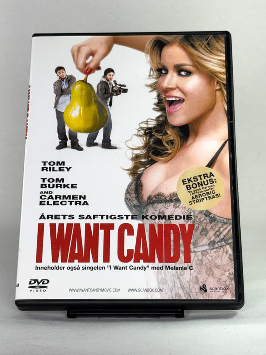 Forside av brukt DVD I Want Candy – fristende komedie med Carmen Electra, originalt filmcover hos Brukbar Film