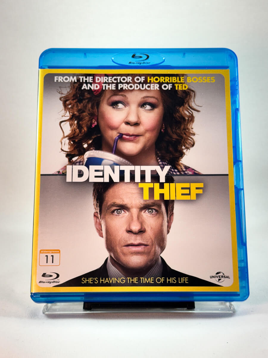 Forside av cover til Identity Thief, brukt Blu-ray film hos nettbutikken Brukbar Film