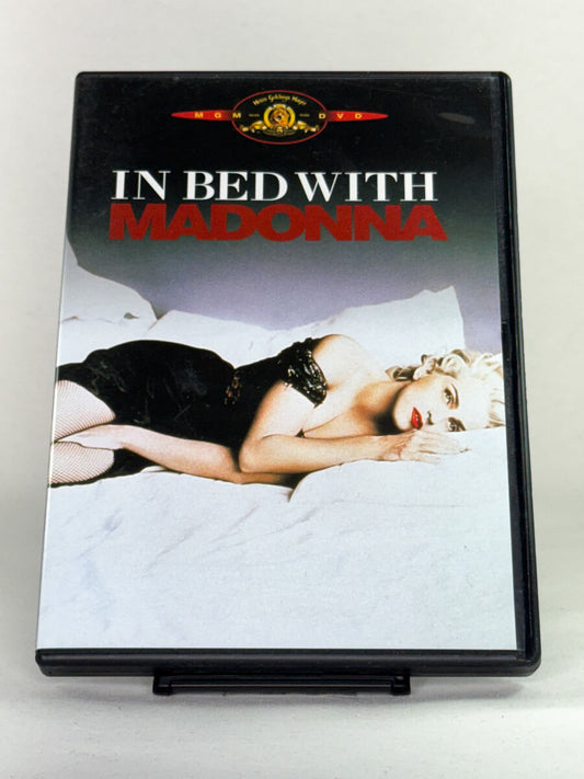 Brukt musikkdokumentar på DVD In Bed with Madonna – forside av originalt filmcover hos Brukbar Film