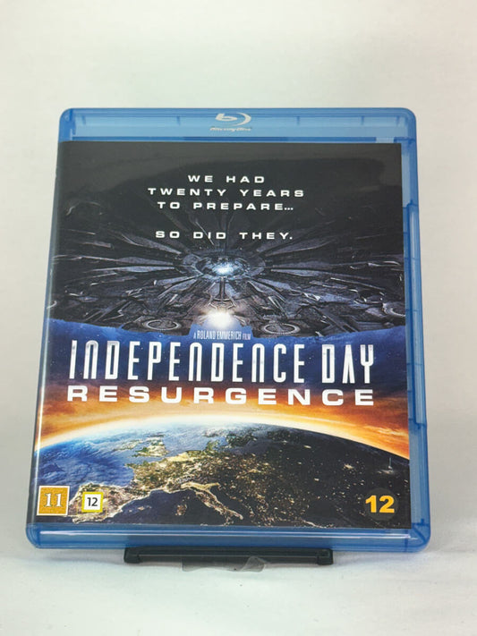 Forside av Blu-ray-cover til Independence Day: Resurgence regissert av Roland Emmerich – brukt science fiction-film på Blu-ray hos Brukbar Film.