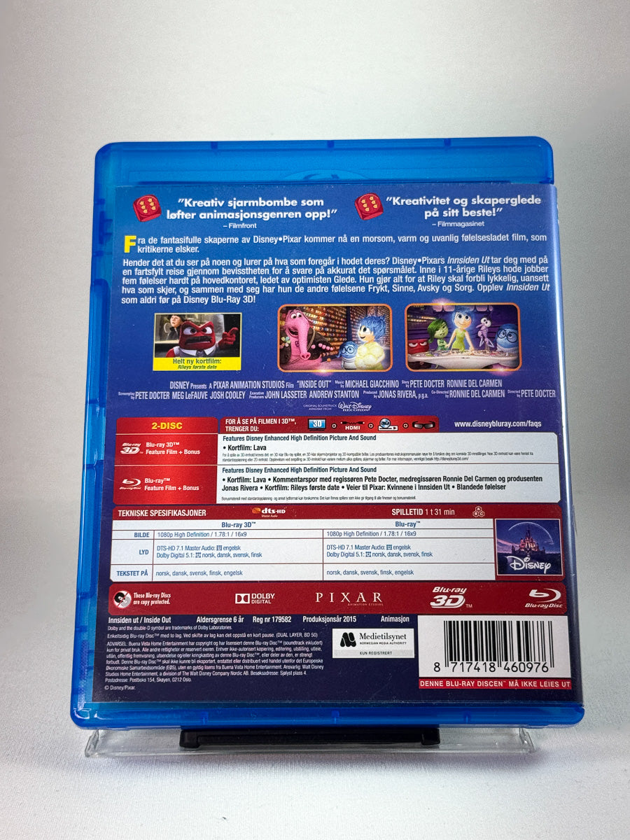 Bakside av DVD-cover til Innsiden ut (Blu-ray 3D), bruktfilm hos nettbutikken Brukbar Film