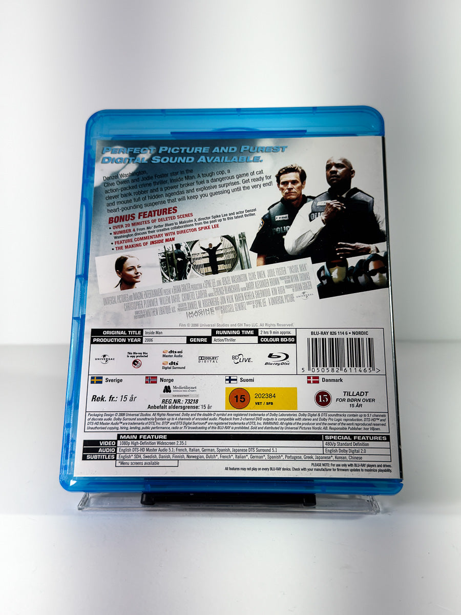 Bakside av cover til Inside Man på Blu-ray