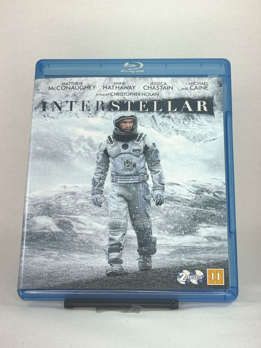 Brukt Blu-ray-film Interstellar – forside av originalt filmcover, kjøp brukte Blu-ray science fiction-filmer hos Brukbar Film