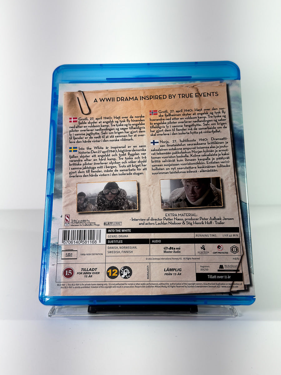 Bakside av cover til Into the White på Blu-ray