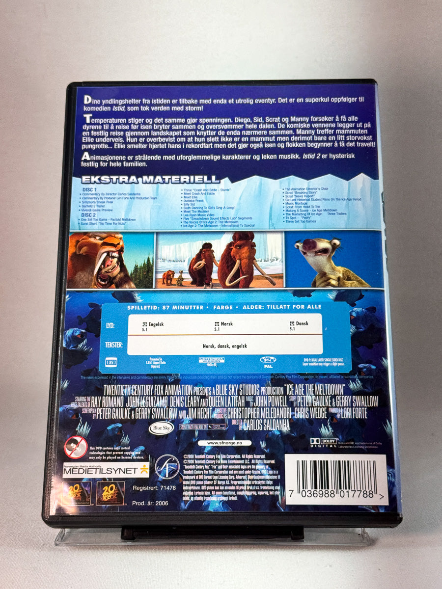 Bakside av cover til Istid 2, bruktfilm hos nettbutikken Brukbar Film