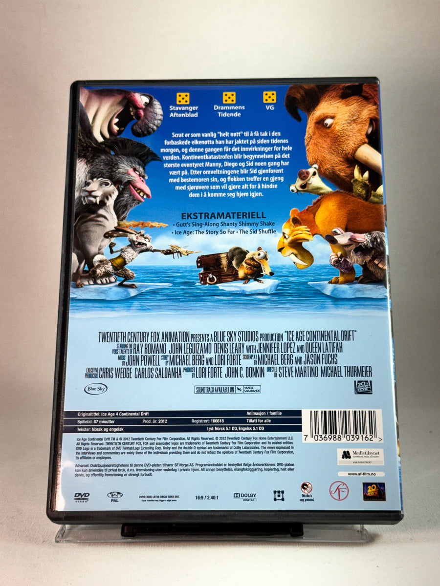 Bakside av cover til Istid 4: Kontinenter på avveie, brukt original DVD hos Brukbar Film
