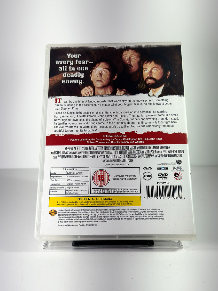 Bakside av cover til It på DVD