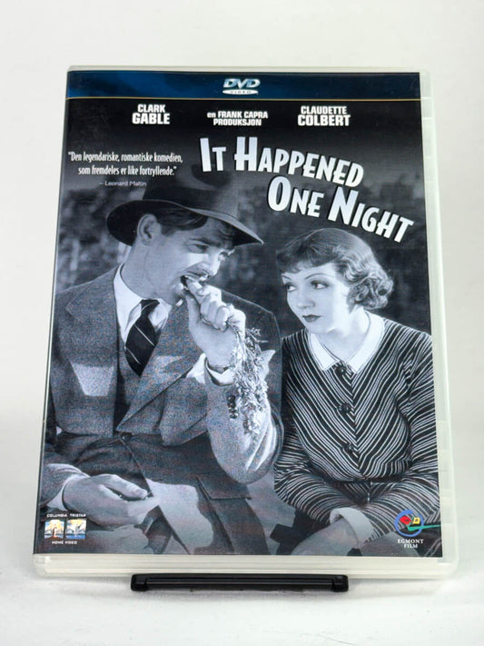 Brukt DVD-film It Happened One Night – forside av filmcover, kjøp romantiske komedier og klassiske filmer på brukt DVD hos Brukbar Film