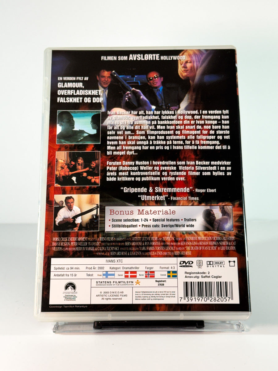 Bakside av cover til ivans xtc, brukt original DVD hos Brukbar Film