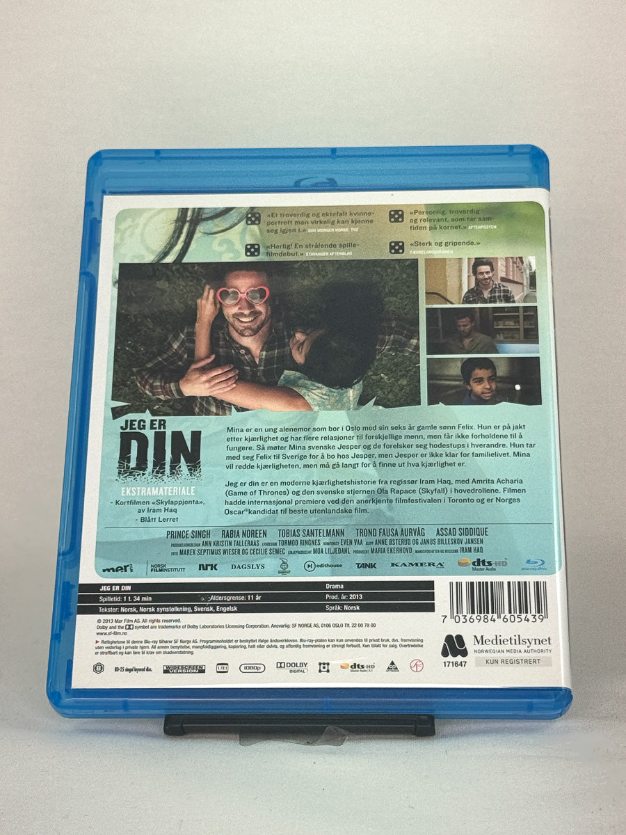Bakside av Blu-ray-cover til Jeg er din – norsk drama regissert av Iram Haq, Blu-ray brukt originalfilm fra Brukbar Film