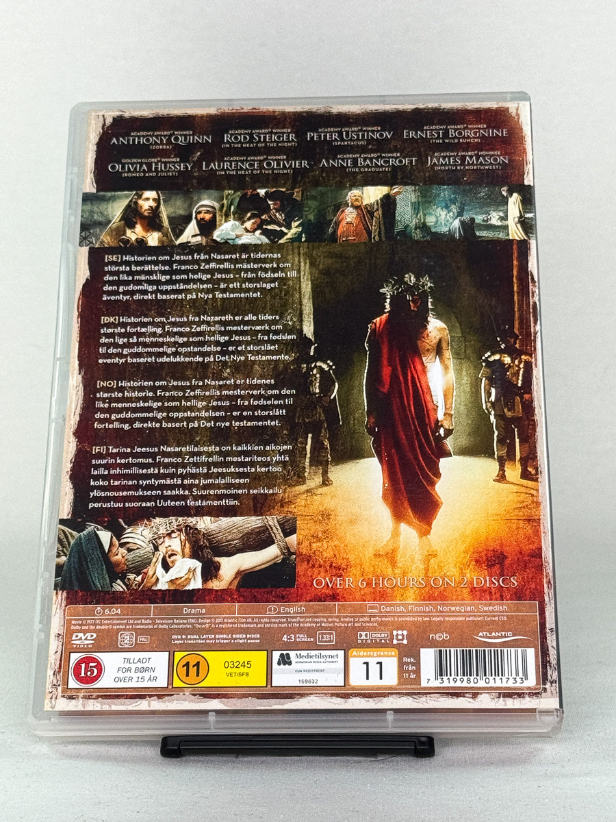 Bakside av Jesus of Nazareth DVD – klassisk miniserie tilgjengelig som brukt DVD hos Brukbar Film