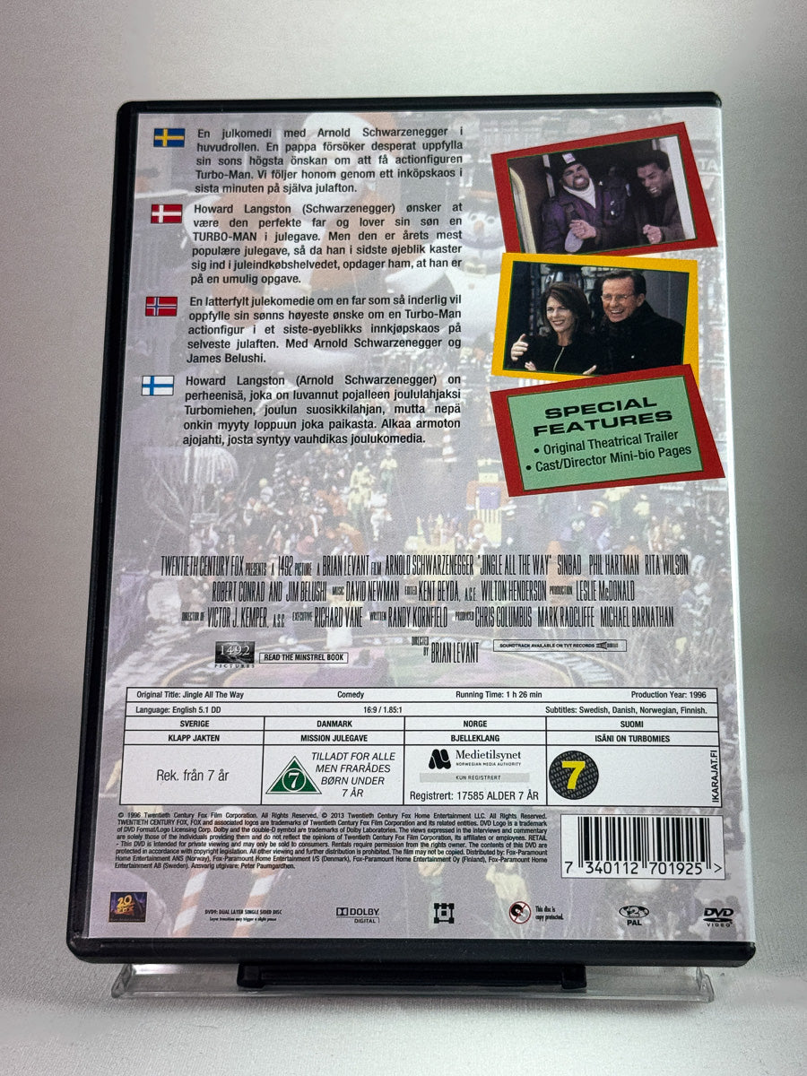 Bakside av DVD-cover til Jingle All the Way, bruktfilm hos Brukbar Film