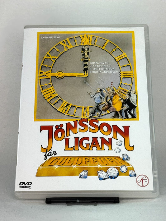 DVD-cover-forside til filmen Jönssonligan får guldfeber – Brukt DVD fra nettbutikken Brukbar Film
