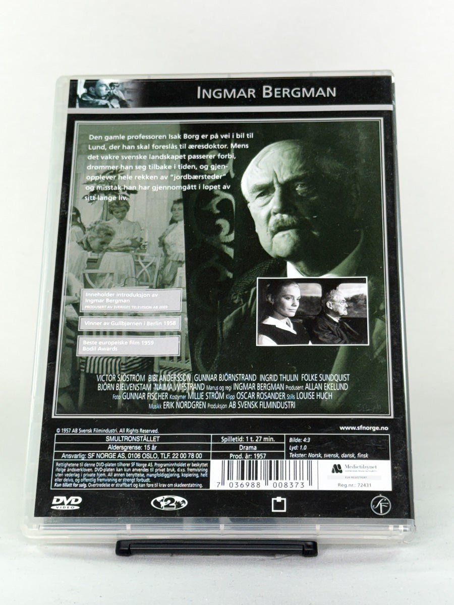 DVD-cover-bakside til filmen Jordbærstedet (Smultronstället) – Brukt DVD fra nettbutikken Brukbar Film