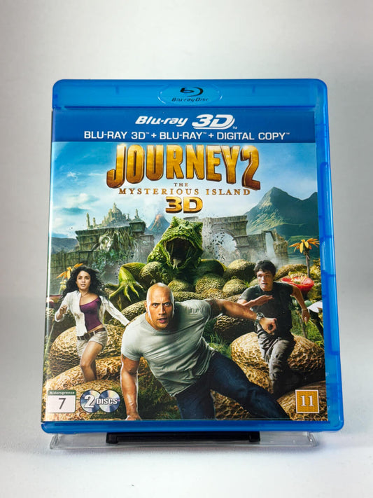 Forside av DVD-cover til Journey 2: The Mysterious Island (Blu-ray 3D), bruktfilm hos nettbutikken Brukbar Film