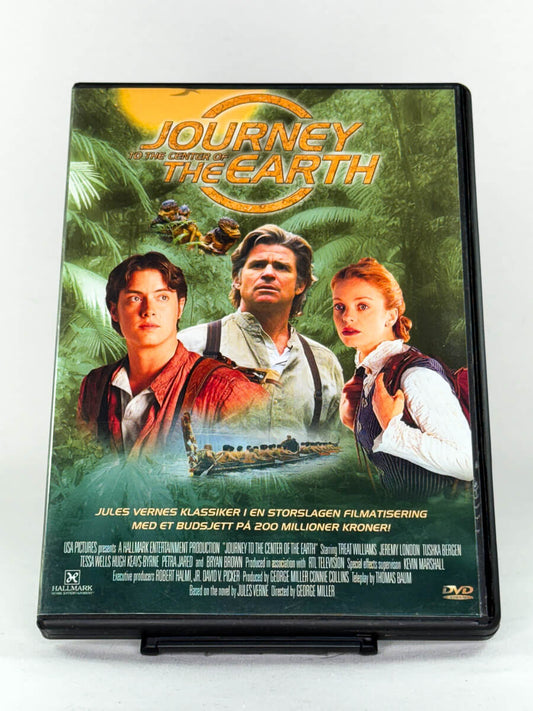 Forside av DVD-cover til Journey to the Center of the Earth – eventyrfilm basert på Jules Vernes klassiker med Treat Williams og Jeremy London – brukt DVD tilgjengelig hos Brukbar Film.