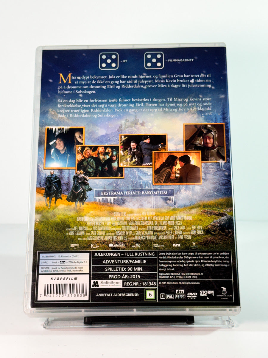 Bakside av cover til julekongen full rustning, brukt original DVD hos Brukbar Film