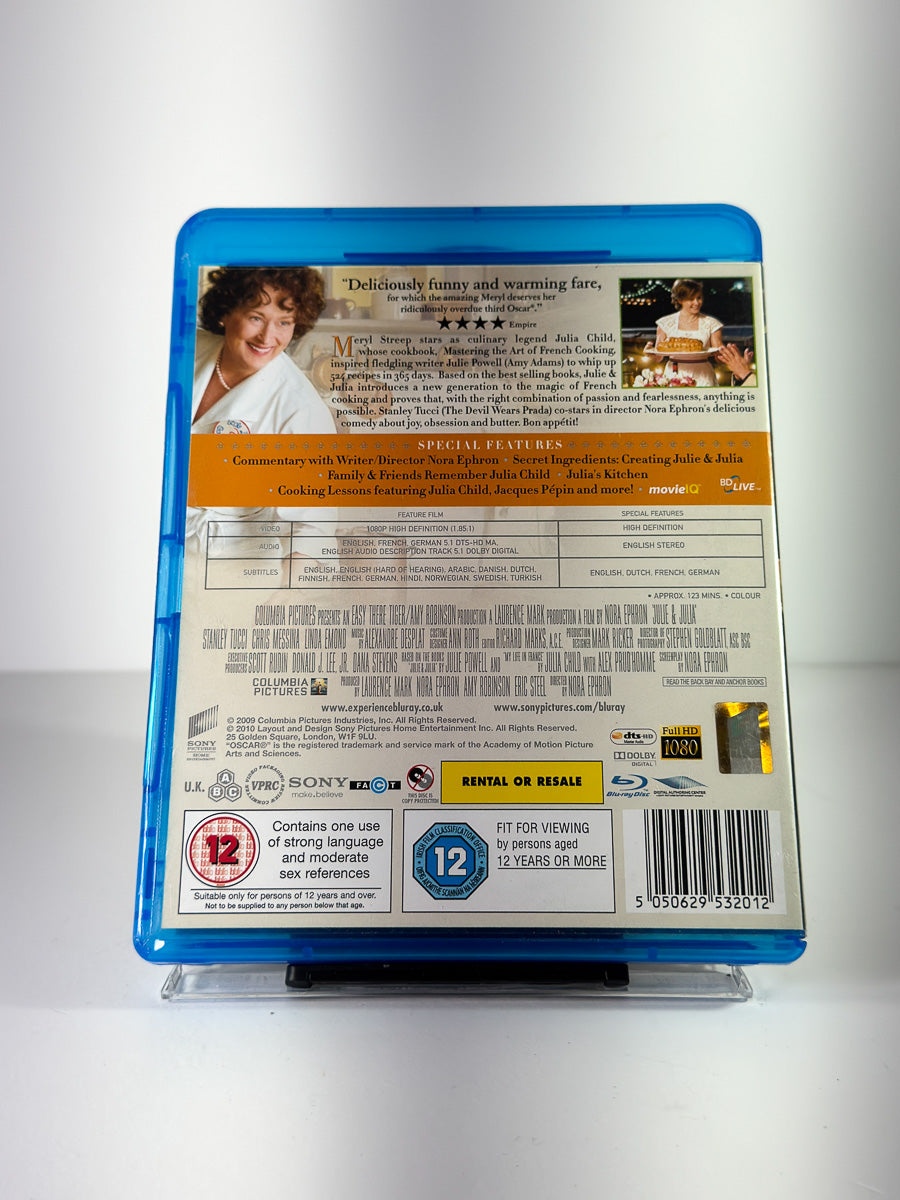 Bakside av cover til Julie & Julia på Blu-ray
