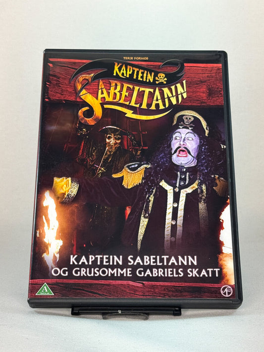 Forside av DVD-cover til Kaptein Sabeltann og Grusomme Gabriels skatt – norsk familiefilm fra Kaptein Sabeltann-universet, brukt DVD fra Brukbar Film