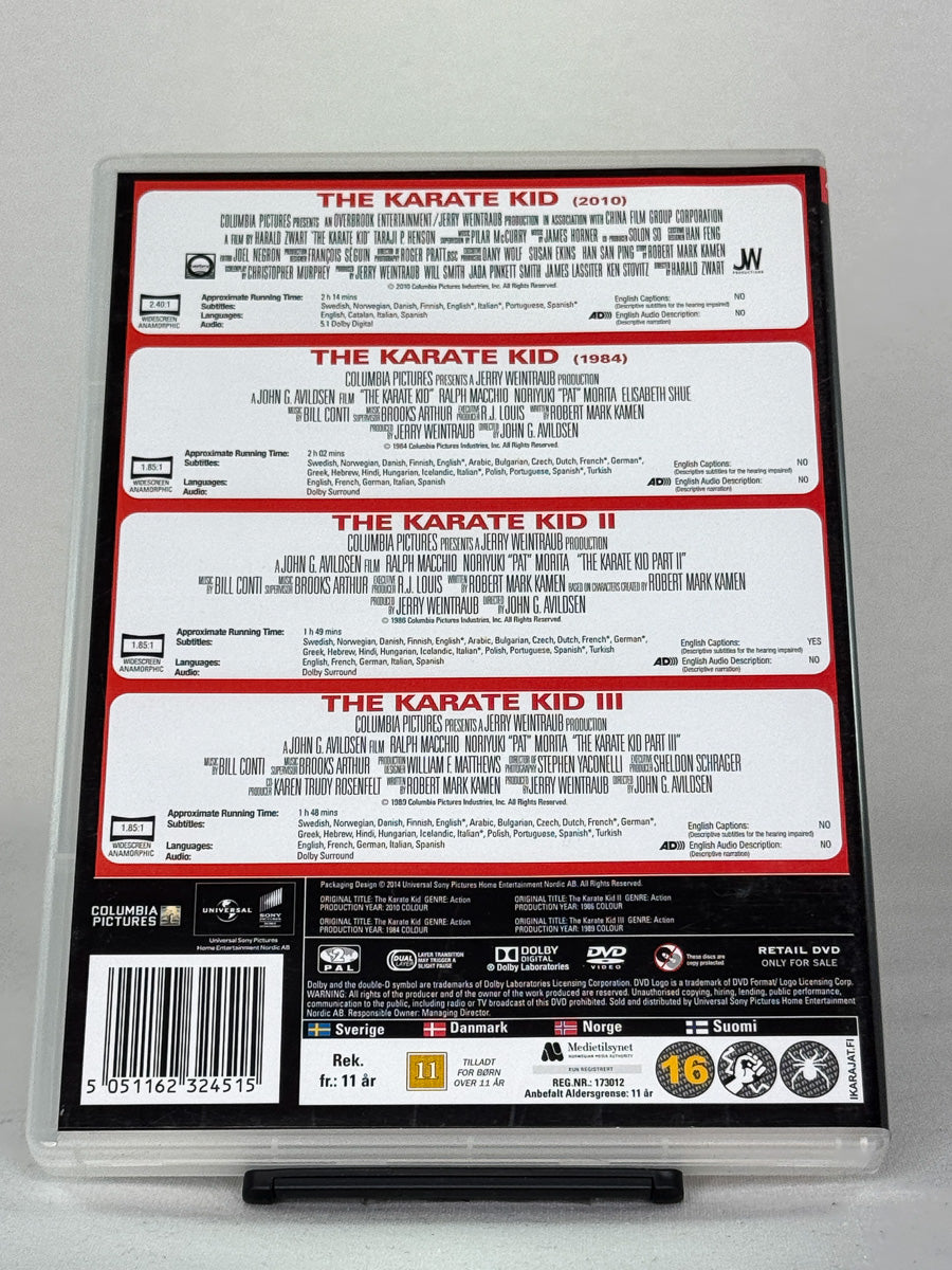 DVD-cover-bakside til samleutgivelsen The Karate Kid – Brukt DVD fra nettbutikken Brukbar Film